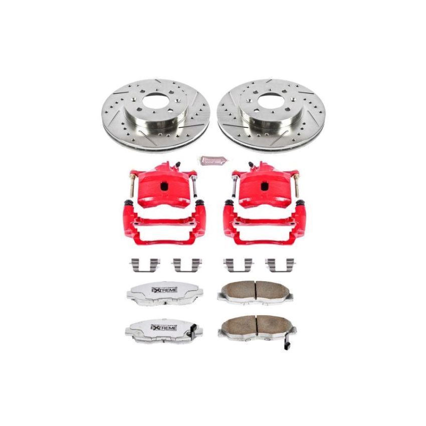 PowerStop KC690-26 Z26 Street Performance Ceramic Brake Pad, Drilled Slotted Rotor, and Caliper Kit
