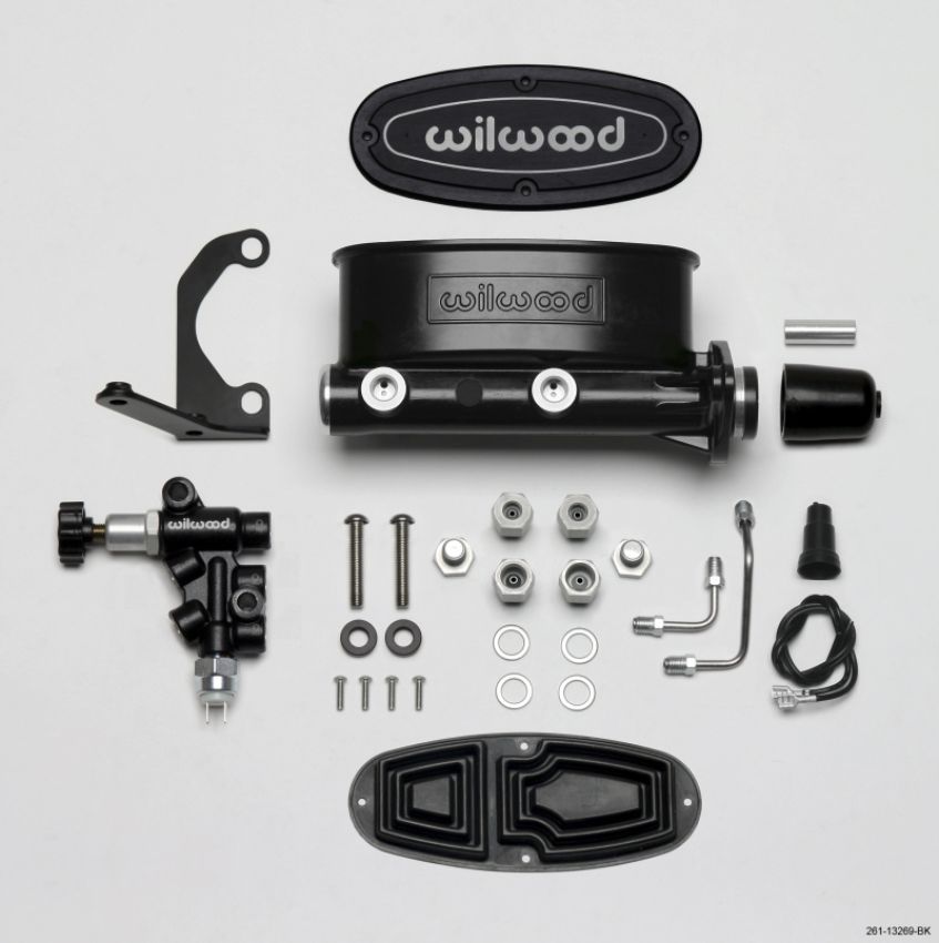 Wilwood 261-13269-BK HV Tandem M/C Kit w L/H Bracket & Prop Valve - 1in Bore Black