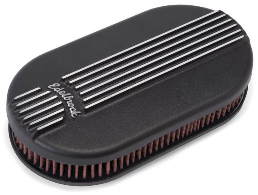 EDELBROCK EDE41153 Billet Alum. Single Carb A/C - Small Oval- Black