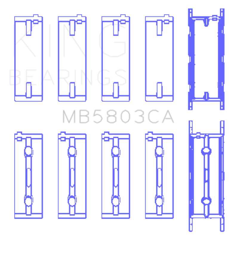 King BMW S65B40A (Size +0.5mm) Crankshaft Main Bearing ( Set of 5 )