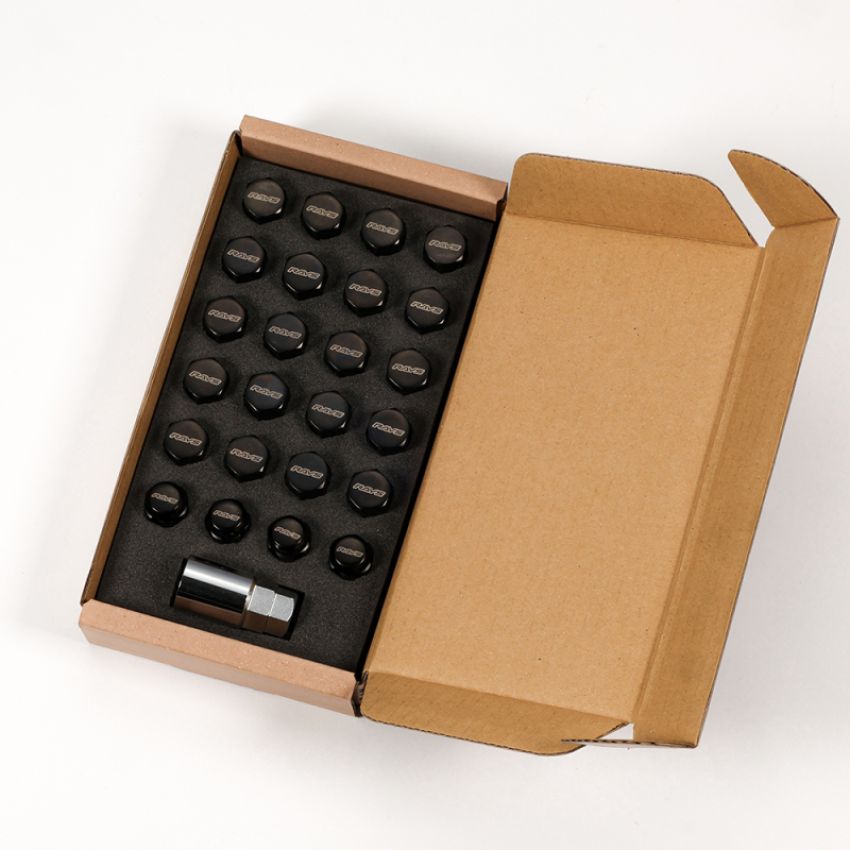 Rays W191215B 19 Hex Nut M12x1.50 -Black (20 Pieces)