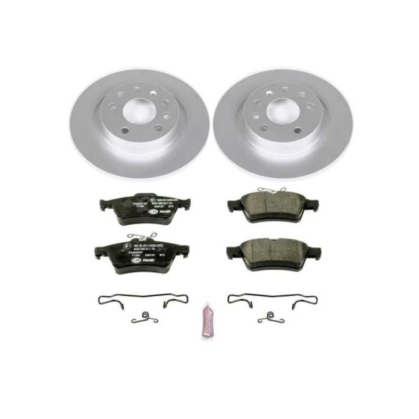 PowerStop ESK981 Genuine Geomet Coated Rotors, ECE-R90 Brake Pads + Hardware Kit