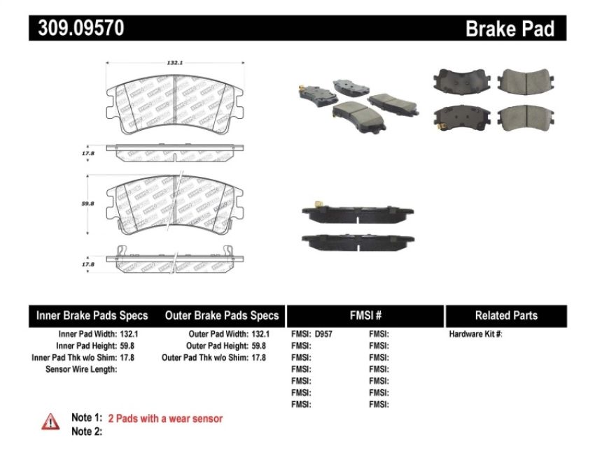 Stoptech 309.09570 Performance Brake Pads