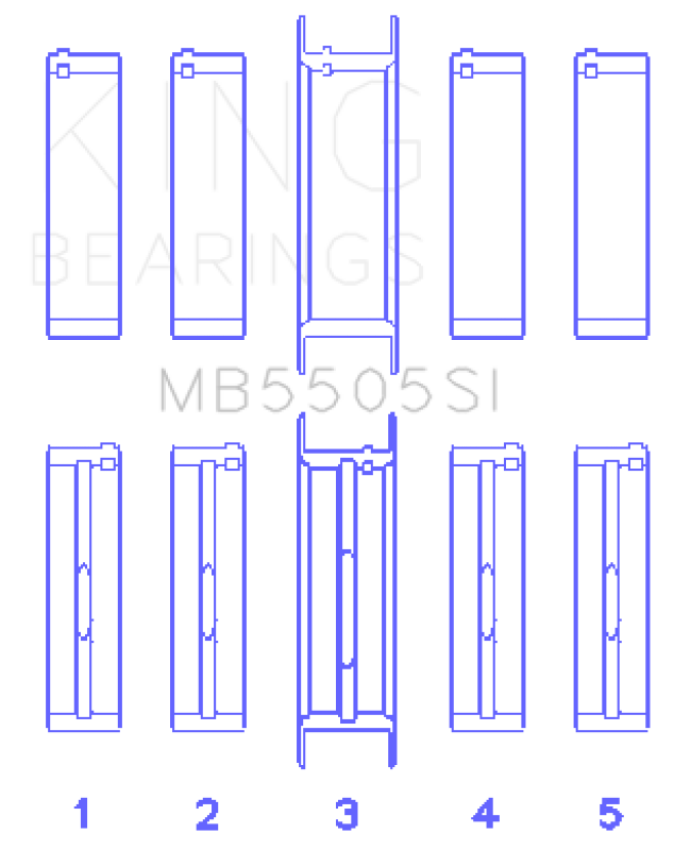 King Engine Bearings MB5505SI Ford 351ci/400ci 16V Main Bearing Set - Set Of 10