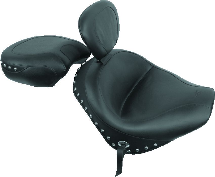 Mustang Motorcycle 79326 Mustang 02-09 Honda VTX1300 Retro, S ,T Wide Touring 2PC Seat w/Driver Backrest Studs - Black