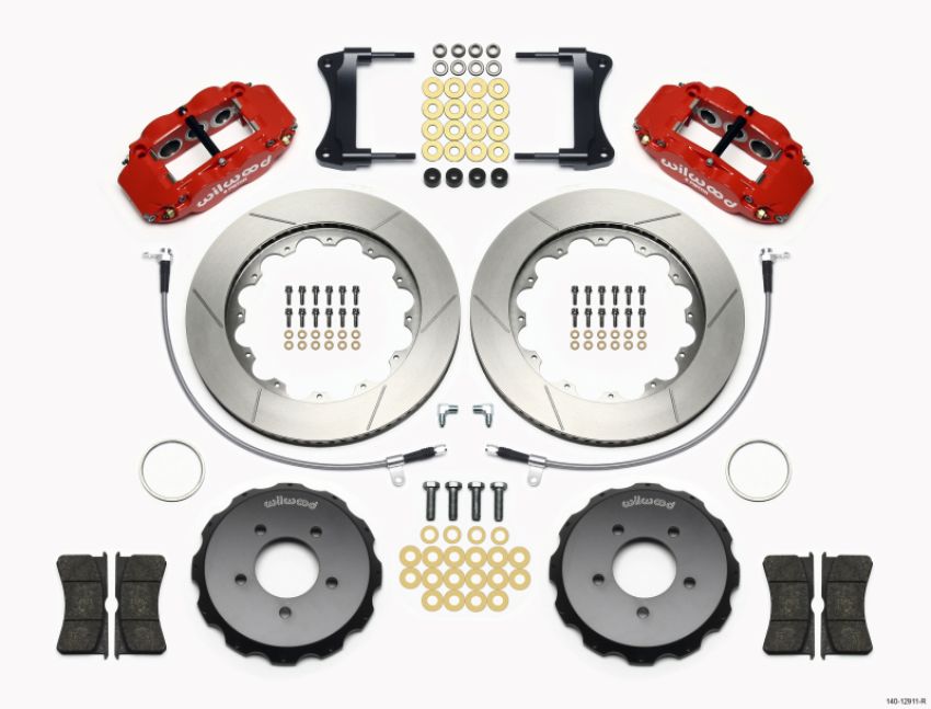 Wilwood 140-12911-R Narrow Superlite 6R Front Hat Kit 14.00in Red 2005-Up Mazda Miata w/ Lines