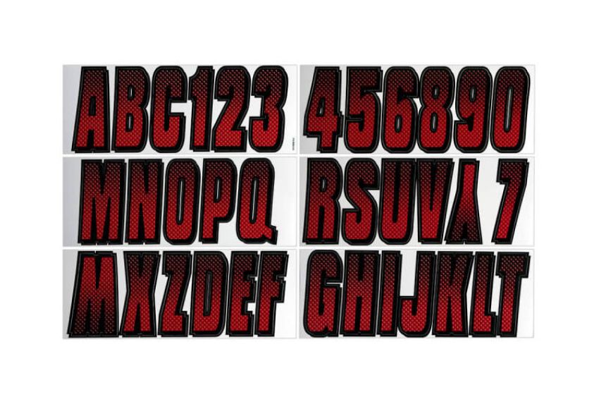 Hardline REBKG300 Boat Lettering Registration Kit 3 in. - 300 Red/Black