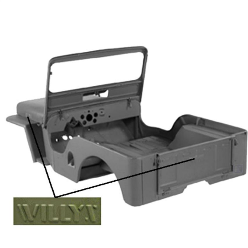 OMIX DMC-673859-3A Body Tub Kit with Willys Script 49-53 Willys CJ3A