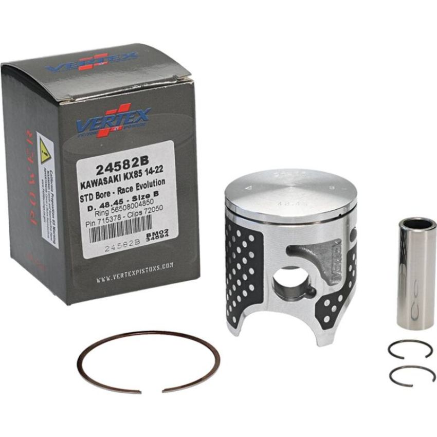 Vertex Pistons 24582B Vertex Piston 14-24 Kawasaki KX 85 85cc Cast Race Evolution Piston Kit