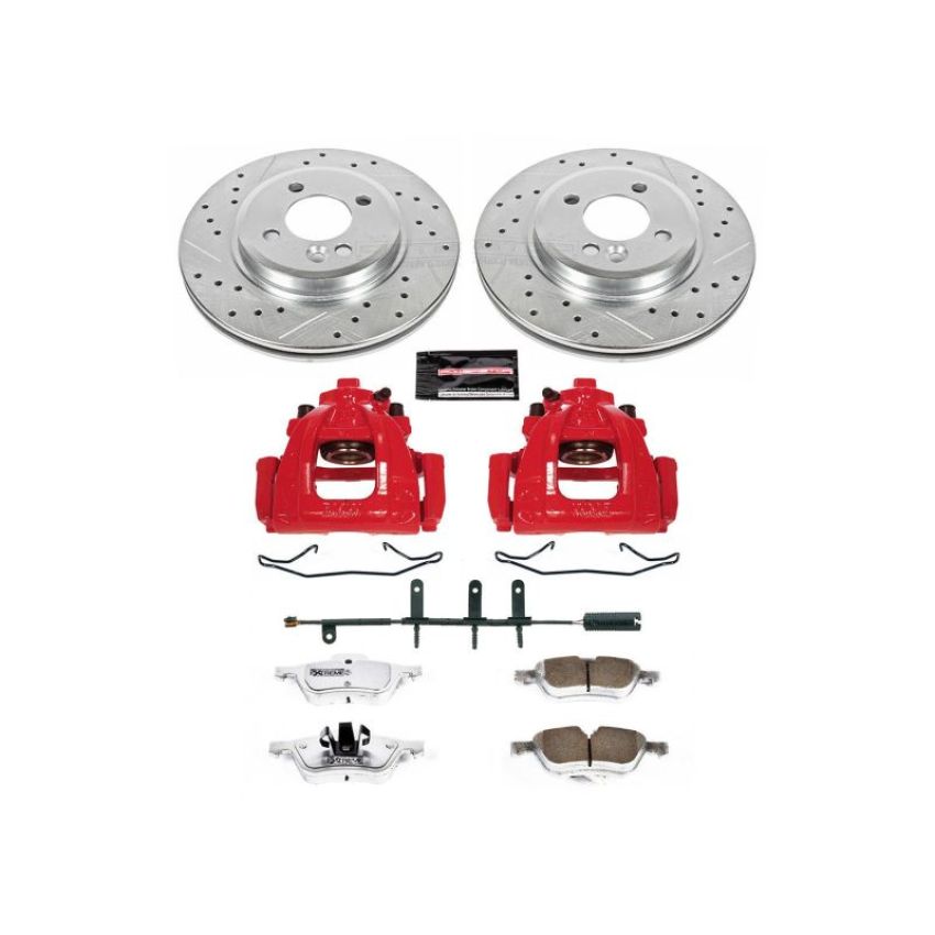 PowerStop KC5724-26 Z26 Street Performance Ceramic Brake Pad, Drilled Slotted Rotor, and Caliper Kit