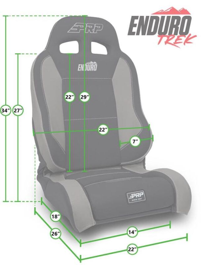 PRP Seats A8901044-241 PRP EnduroTrek Reclining Suspension Seat - Black Suede - Driver