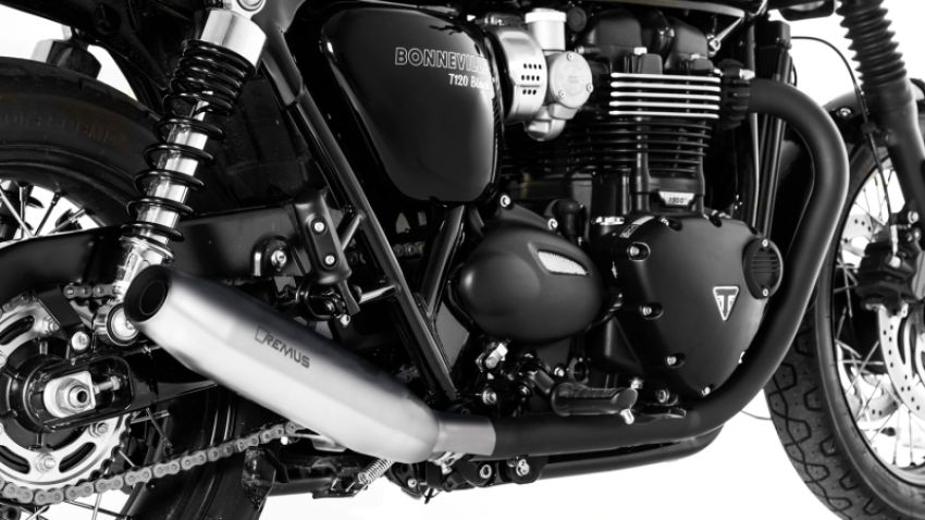 Remus 7102 918018R 2016 Triumph Bonneville T120/T120 Black (Euro 4) Tapered Chrome Slip On - Right Side