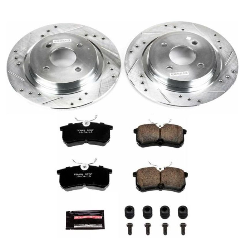 PowerStop K1376 Z23 Daily Driver Carbon-Fiber Ceramic Brake Pad and Drilled & Slotted Rotor Kit