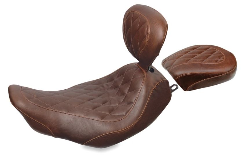 Mustang Motorcycle 79696 Mustang 97-07 Harley Rd King, 06-07 Str Glide, 00-05 Eagle Wide Tripper Solo Seat w/DBR - Brown