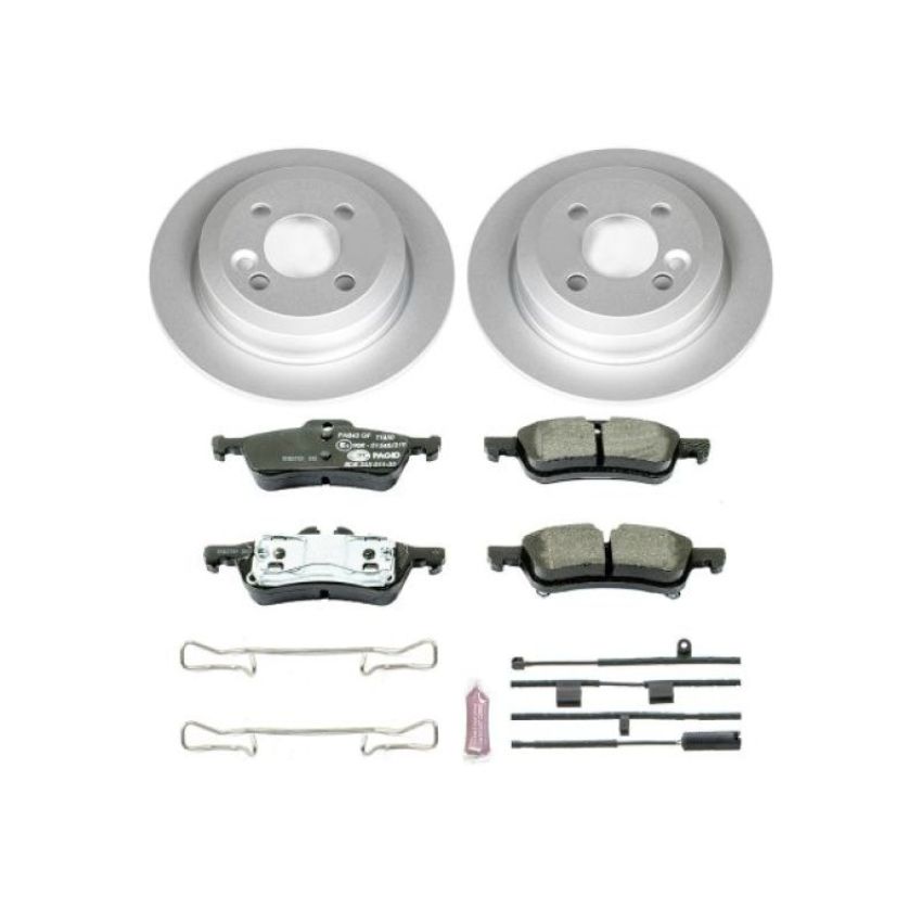 PowerStop ESK6280 Genuine Geomet Coated Rotors, ECE-R90 Brake Pads + Hardware Kit