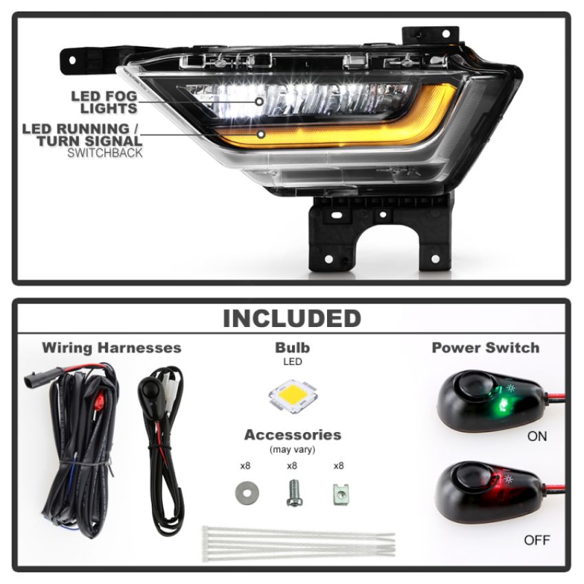 SPYDER 9052262 OEM Style Full LED Fog Lights w/Switch