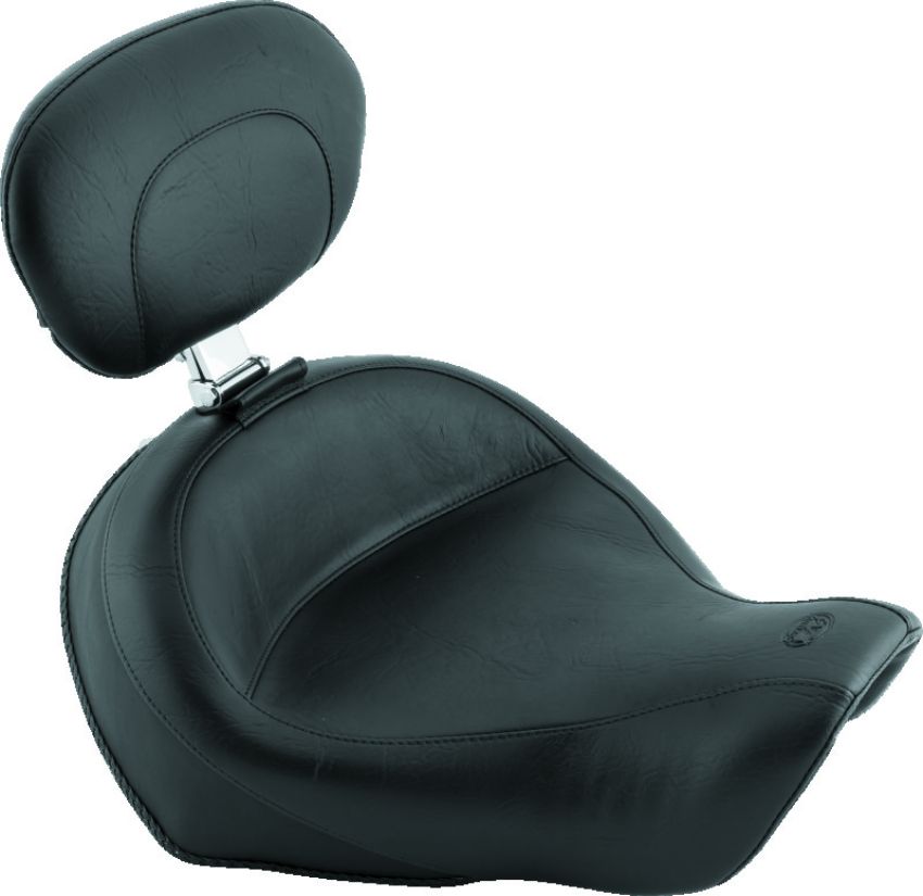 Mustang Motorcycle 79358 Mustang 06-17 Harley Dyna Wide Touring Solo Seat w/ Driver Backrest - Black