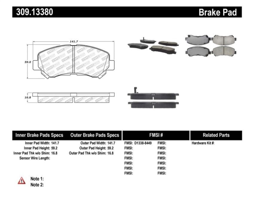 Stoptech 309.13380 Performance Brake Pads