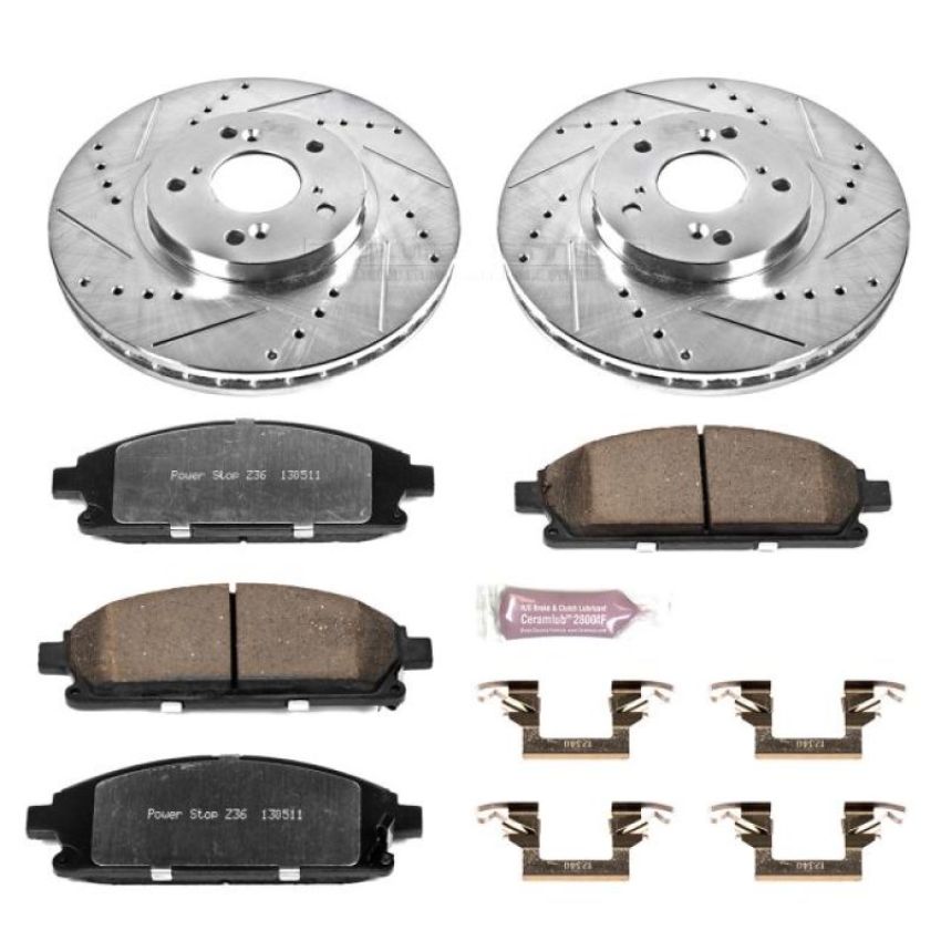 PowerStop K2290-36 Z36 Truck and SUV Carbon-Fiber Ceramic Brake Pad and Drilled & Slotted Rotor Kit