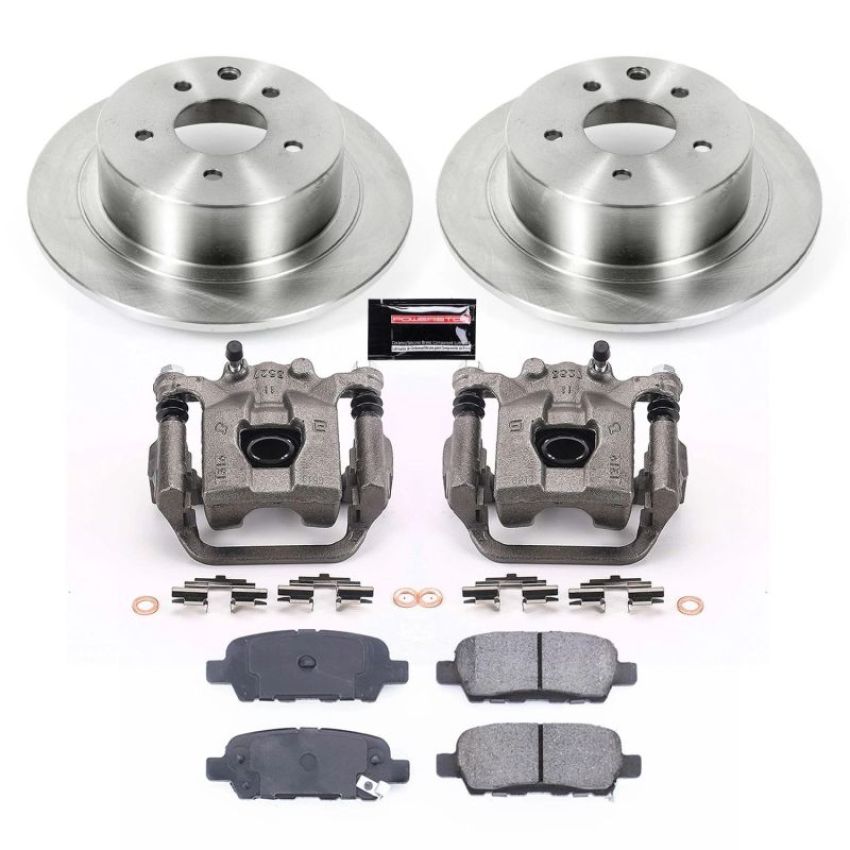 PowerStop KCOE098B OE Stock Replacement Low-Dust Ceramic Brake Pad, Rotor and Caliper Kit