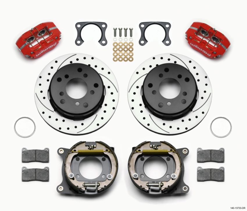 Wilwood 140-13733-DR Dynapro Lug Mount P/S Park Brake Kit Drilled Red Big Ford 2.00in Off Bronco 5 x 5.50