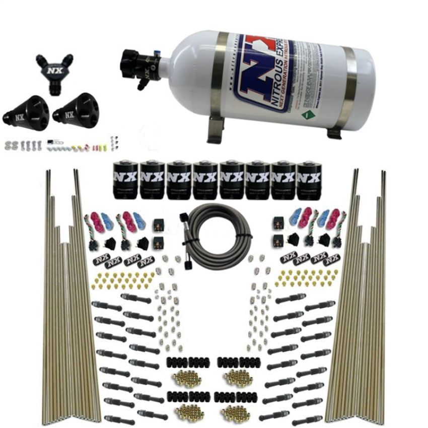 Nitrous Express 93306-10 8 CYL DRY DIRECT PORT, FOUR STAGE, 8 SOLENOIDS, WITH 10LB BOTTLE (200-600HP)