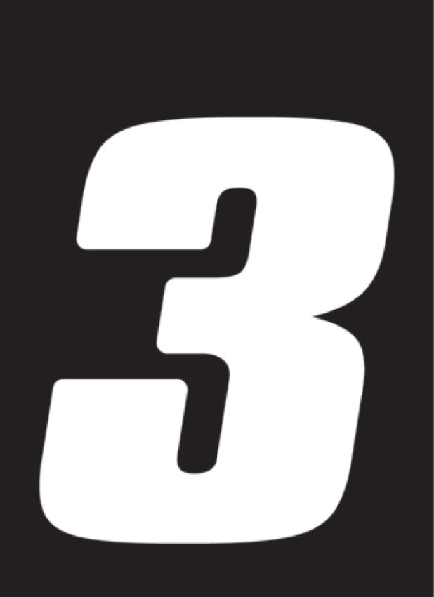 Hardline DD73W-3 Dirt Digits 3pk 7 in. - High Gloss Number 3 - White