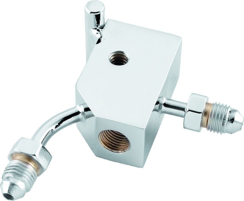 TwinPower 035976 Twin Power Chrome Brake Tee 90 Degree Male AN3 W 1/8 NPT Port Custom