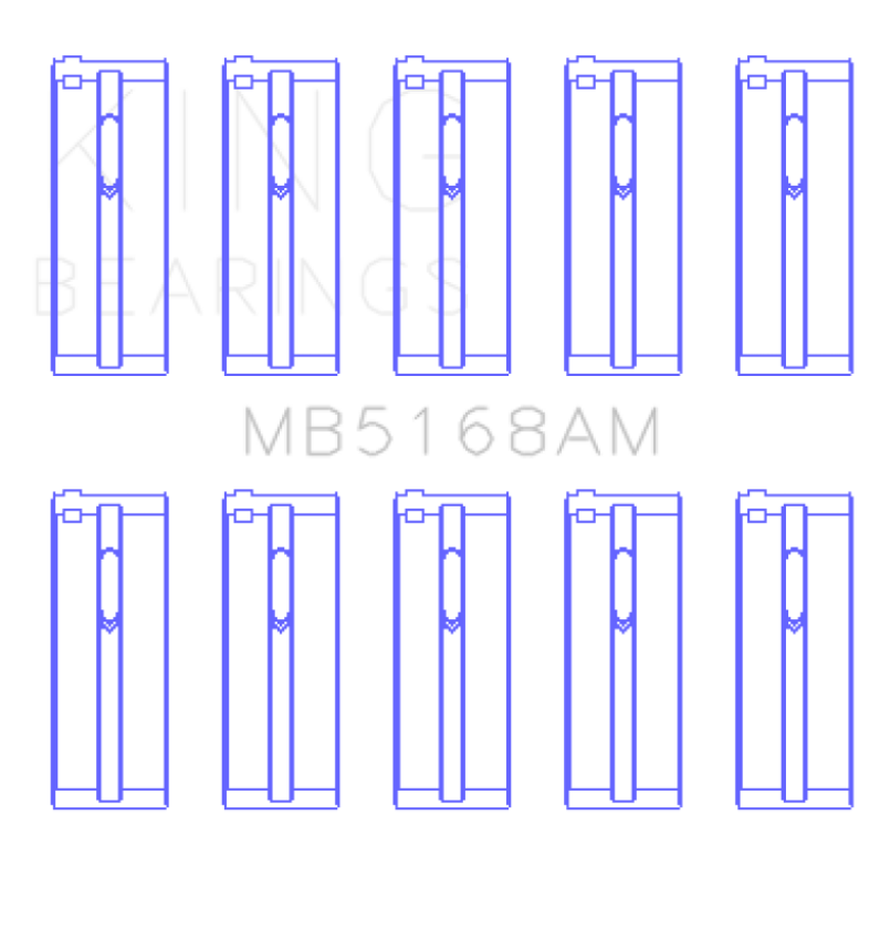 King Engine Bearings MB5168AM0.75 Honda F22B/H22A (Size +0.75mm) Main Bearing Set