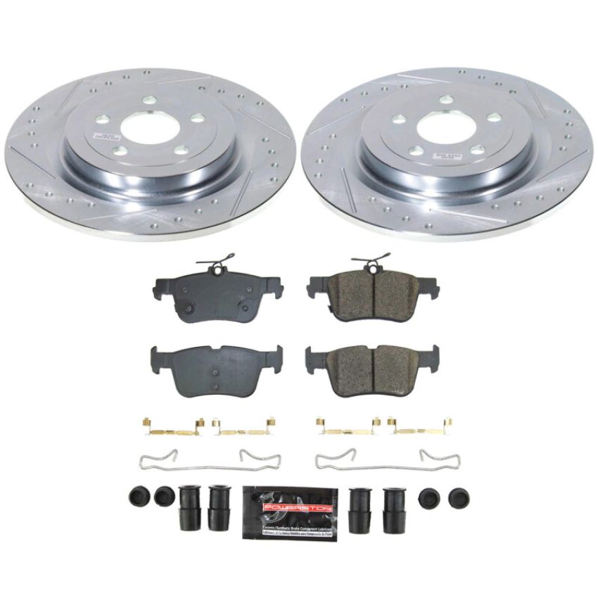 PowerStop K8766 Z23 Daily Driver Carbon-Fiber Ceramic Brake Pad and Drilled & Slotted Rotor Kit