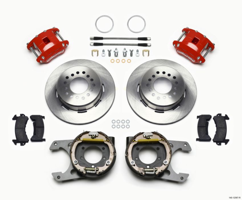 Wilwood 140-12567-R D154 P/S Park Brake Kit Red Jeep Dana 35 2.56 Off 5-lug w/ lines