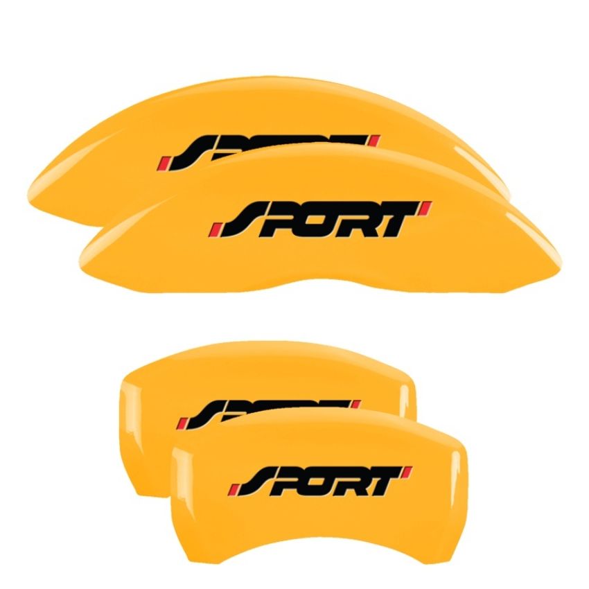 MGP 10229SSP1YL 4 Caliper Covers Engraved Front & Rear No bolts/Sport Yellow finish black ch