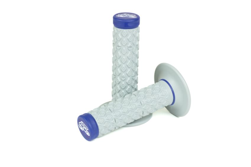 Renthal G206 Soft/Firm MX Dual Compound Grips Tapered 1/2 Waffle - Gray/Blue