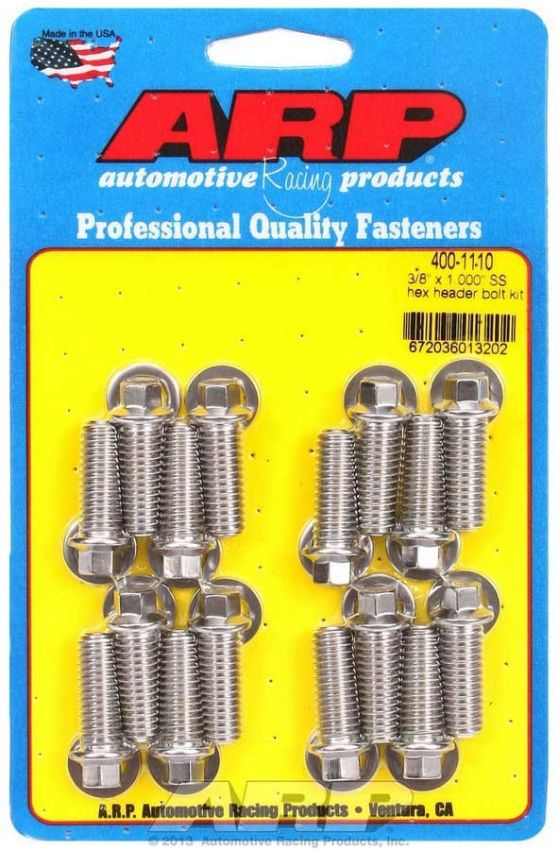 ARP ARP400-1110 S/S Header Bolt Kit - 3/8 x 1.00 UHL (16)