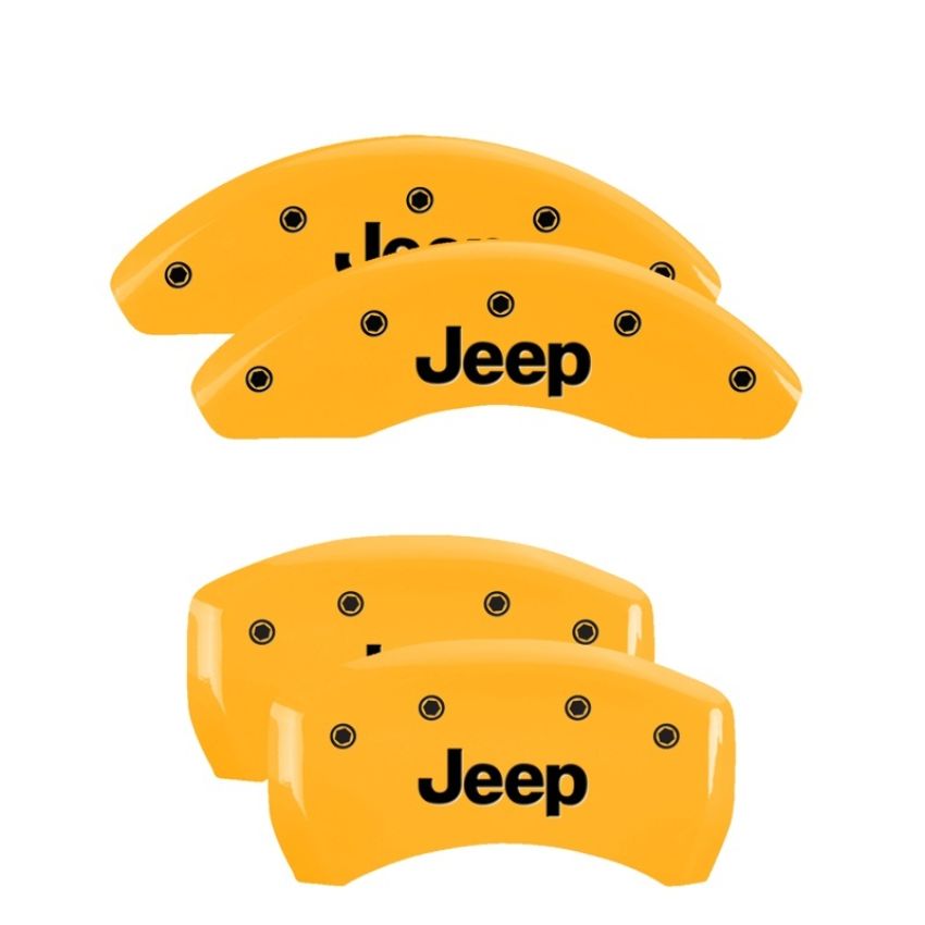 MGP 42013SJEPYL 4 Caliper Covers Engraved Front & Rear JEEP Yellow finish black ch