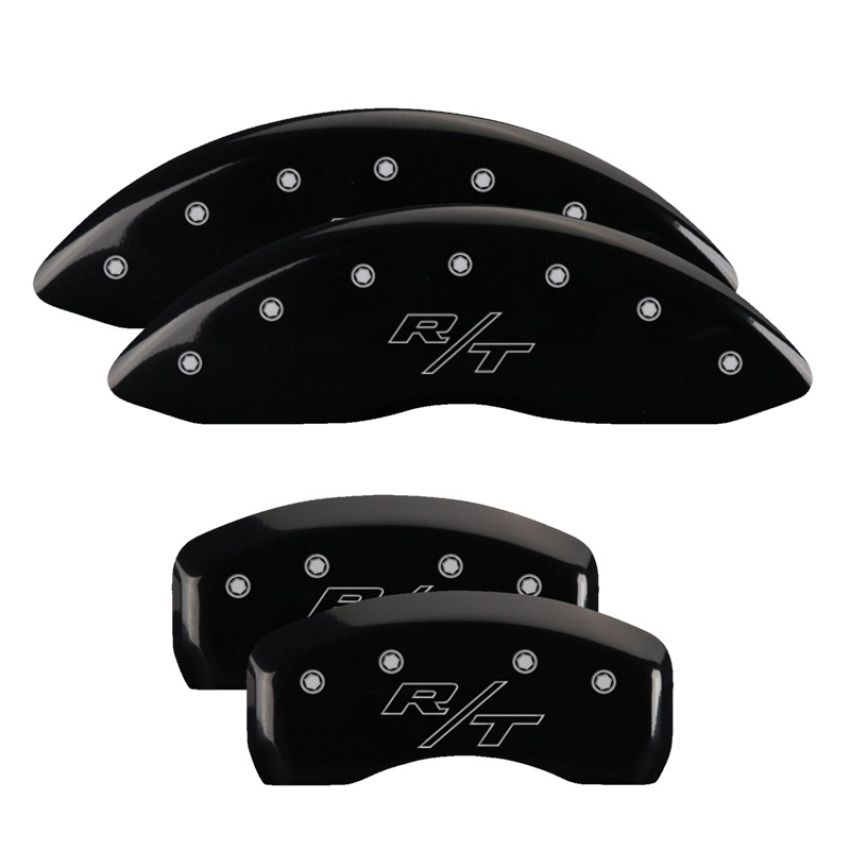 MGP 12192SRTRBK 4 Caliper Covers Engraved Front & Rear Vintage Style/RT Black finish silver ch
