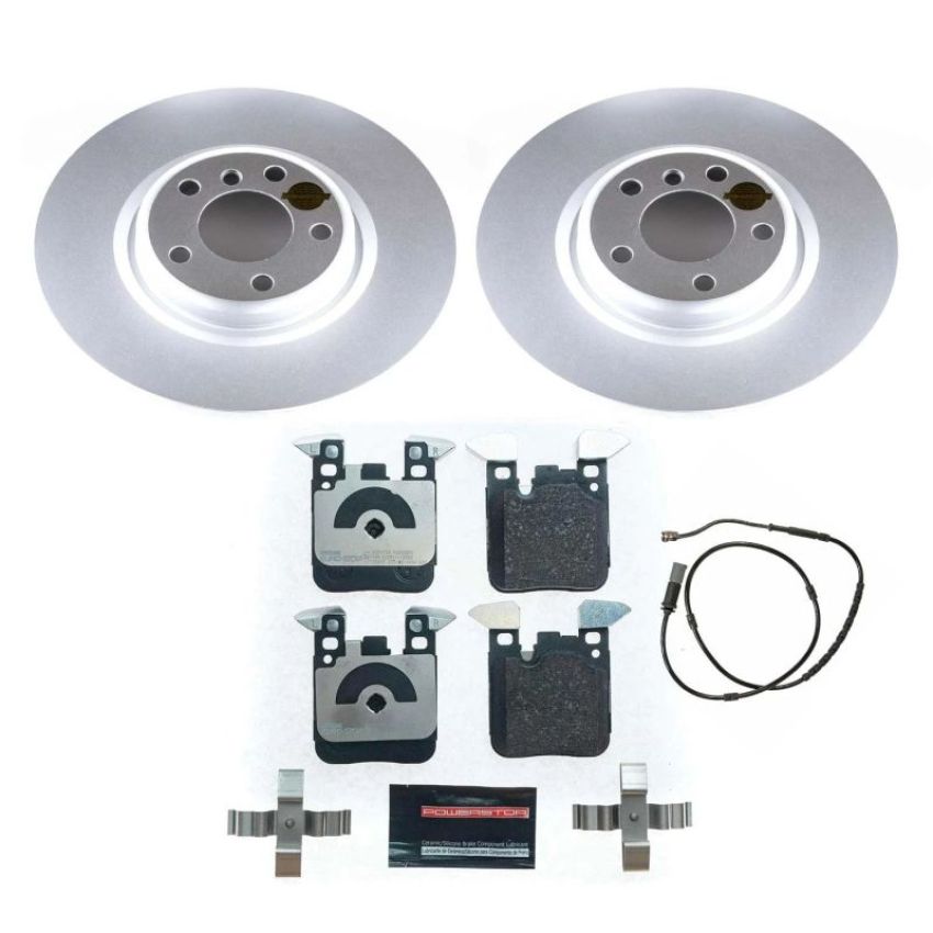 PowerStop ESK6657 Genuine Geomet Coated Rotors, ECE-R90 Brake Pads + Hardware Kit