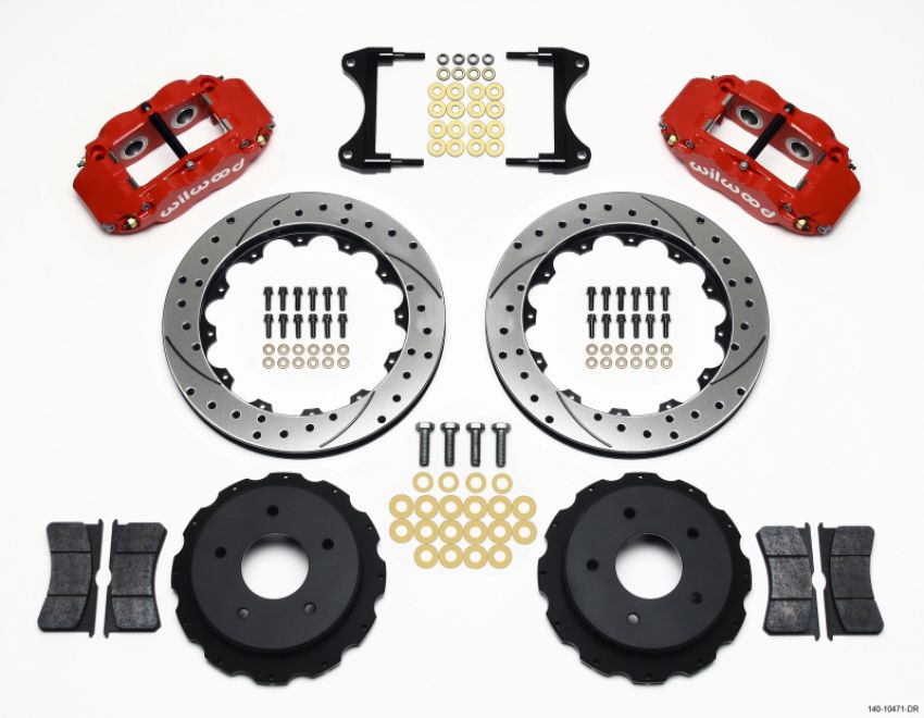 Wilwood 140-10471-DR Narrow Superlite 4R Rear Kit 12.88in Drilled Red 65-82 Corvette C2/C3