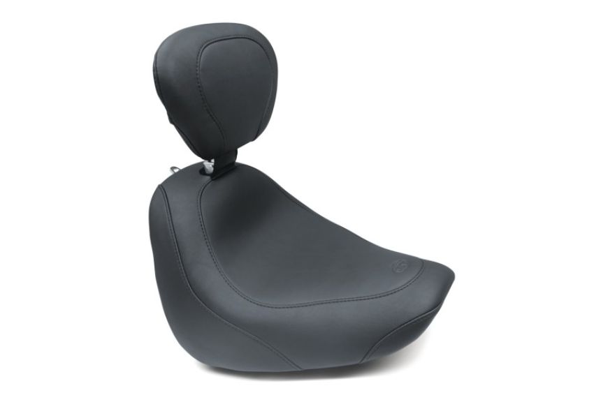 Mustang Motorcycle 79336 Mustang 18-21 Harley Fat Bob Wide Tripper Solo Seat w/ Driver Backrest - Black