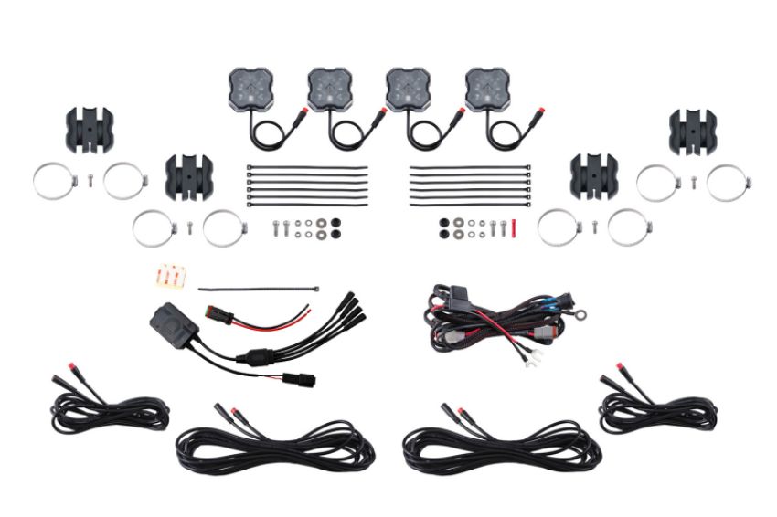 Diode Dynamics DD7751C Stage Series SXS Rock Light Installer Kit - RGBW M8 w/Controller (4-pack)
