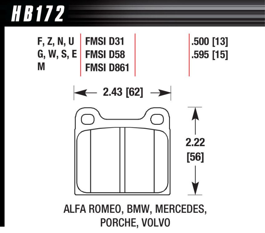 Hawk Performance HB172E.595 Blue 9012 Disc Brake Pad
