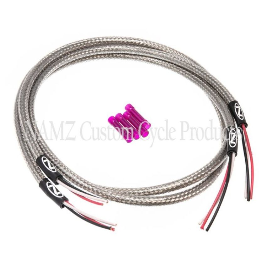 NAMZ NTSH-3602 Turn Signal Harness 36in. (SS Braided & Clear Coated - For Switch Housing Mounted Signals)