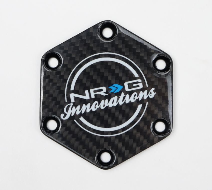 NRG STR-640CF Carbon Fiber Horn Delete Button Circular Logo Front/ Back