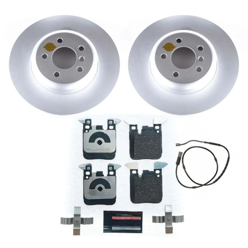 PowerStop ESK6672 Genuine Geomet Coated Rotors, ECE-R90 Brake Pads + Hardware Kit