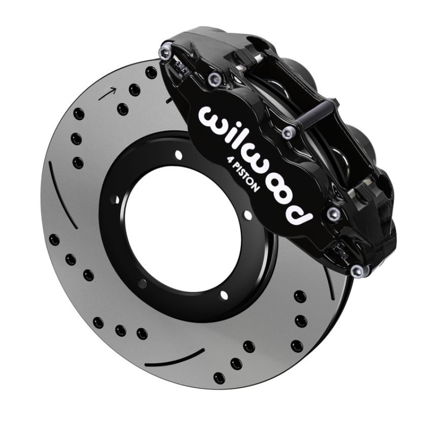 Wilwood 140-16679-D 69-83 Porsche 911 Front Superlite Brake Kit 3.5in MT Drilled & Slotted - Black