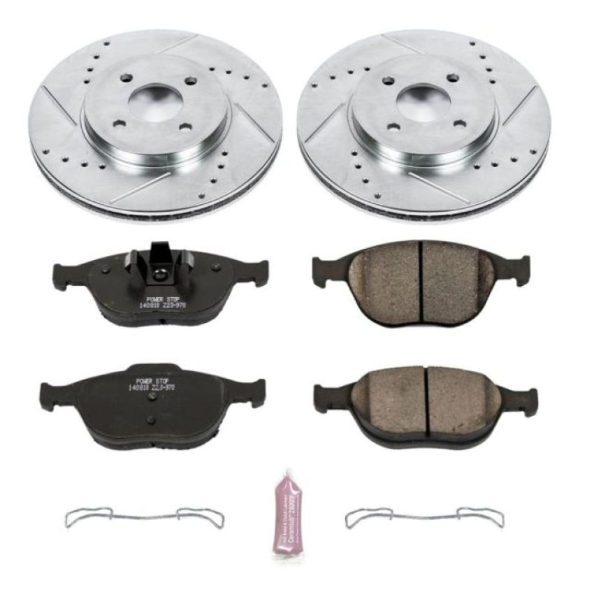 PowerStop K5101 Z23 Daily Driver Carbon-Fiber Ceramic Brake Pad and Drilled & Slotted Rotor Kit