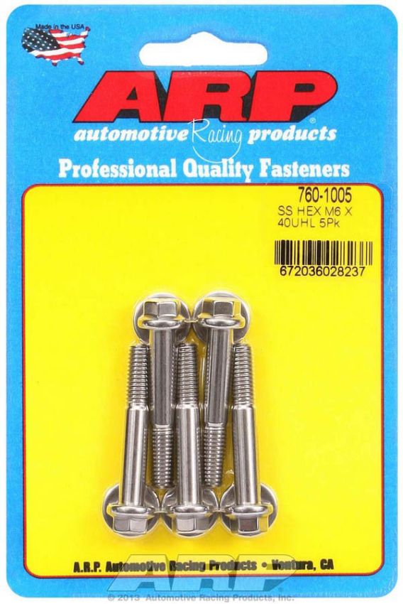 ARP ARP760-1005 S/S Bolt Kit - 6pt. (5) 6mm x 1.00 x 40mm