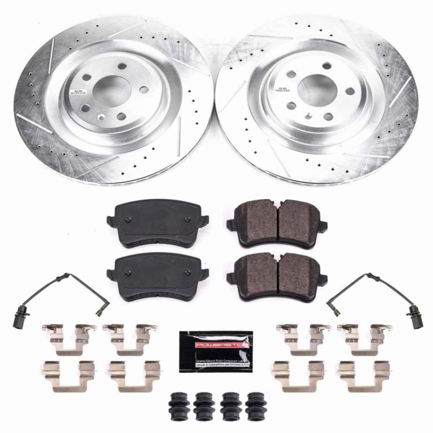 PowerStop K8486 Z23 Daily Driver Carbon-Fiber Ceramic Brake Pad and Drilled & Slotted Rotor Kit