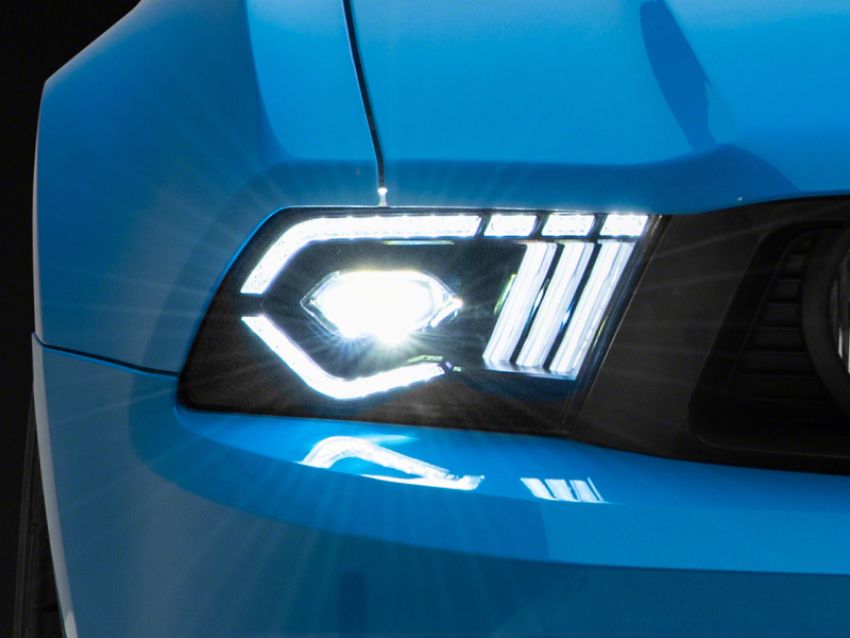 Raxiom 422461 10-12 Ford Mustang w/ Factory Halogen LED Projector Headlights- Blk Housing (Clear Lens)
