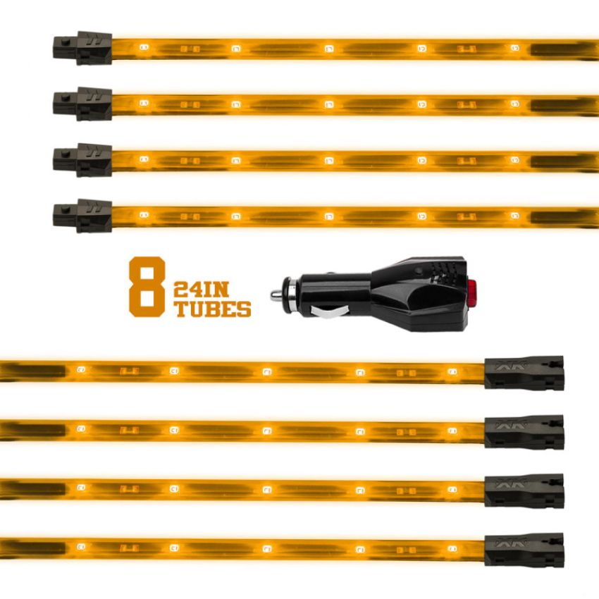XKGLOW XK041002-A XK Glow Tube Single Color Underglow LED Accent Light Car/Truck Kit Amber - 8x24In